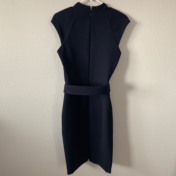 Navy Blue Badgley Mischka Belted Dress - Picture 2 of 4